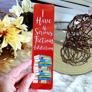 Handcrafted 2x8 Bookmark - Durable Laminated Design on Heavyweight Cardstock - Fiction Addiction