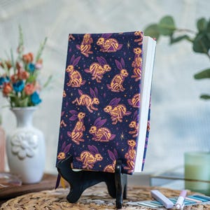 Adjustable Dust Jacket, Fabric Book Jacket, Protective Book Jacket - Skeley Bunnies