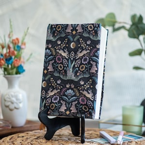 Adjustable Dust Jacket, Fabric Book Jacket, Protective Book Jacket - Frolicking In The Flowers