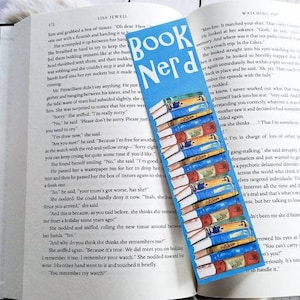 Handcrafted 2x8 Bookmark - Durable Laminated Design on Heavyweight Cardstock - Book Nerd