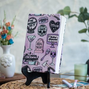 Adjustable Dust Jacket, Fabric Book Jacket, Protective Book Jacket - True Crime Girly