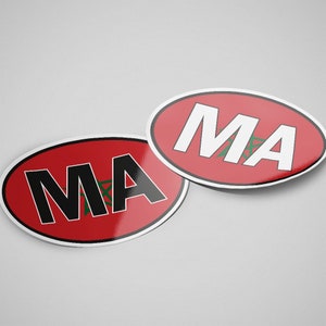 Adesivo bandiera ovale del Marocco impermeabile per bottiglia d'acqua, auto, laptop, casco, ecc.