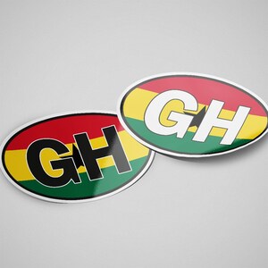 Ghana Sticker Oval Flag Waterproof for Water Bootle, Car, Laptop, Helmet etc..
