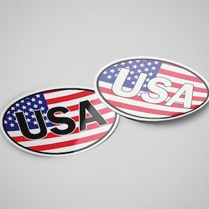 United States of America Sticker Oval Flag Waterproof for Water Bootle, Car, Laptop, Helmet etc..