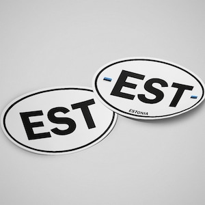 Estonia Sticker Oval White Waterproof for Water Bootle, Car, Laptop, Helmet etc..