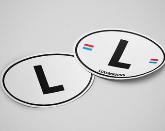 Luxembourg Sticker Oval White Waterproof for Water Bootle, Car, Laptop, Helmet etc..