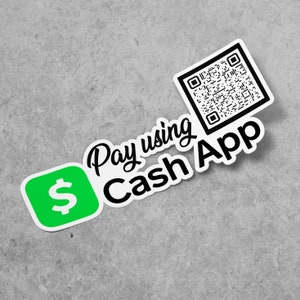 Pegatina personalizada para Cash App con código QR de palabras / Pegatina personalizada para Cash App / Pegatina personalizada para redes sociales / Pegatina de vinilo