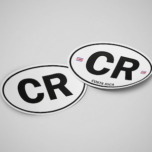 Costa Rica Sticker Oval White Waterproof for Water Bootle, Car, Laptop, Helmet etc..