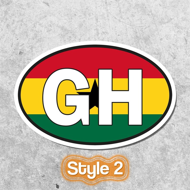 Ghana Sticker Oval Flag Waterproof for Water Bootle, Car, Laptop ...