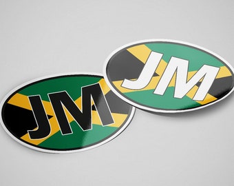 Jamaica Sticker Oval Flag Waterproof for Water Bootle, Car, Laptop, Helmet etc..