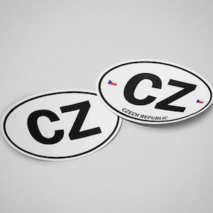 Czech Republic Sticker Oval White Waterproof for Water Bootle, Car, Laptop, Helmet etc..