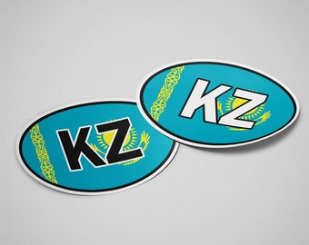 Kazakhstan Sticker Oval Flag Waterproof for Water Bootle, Car, Laptop, Helmet etc..