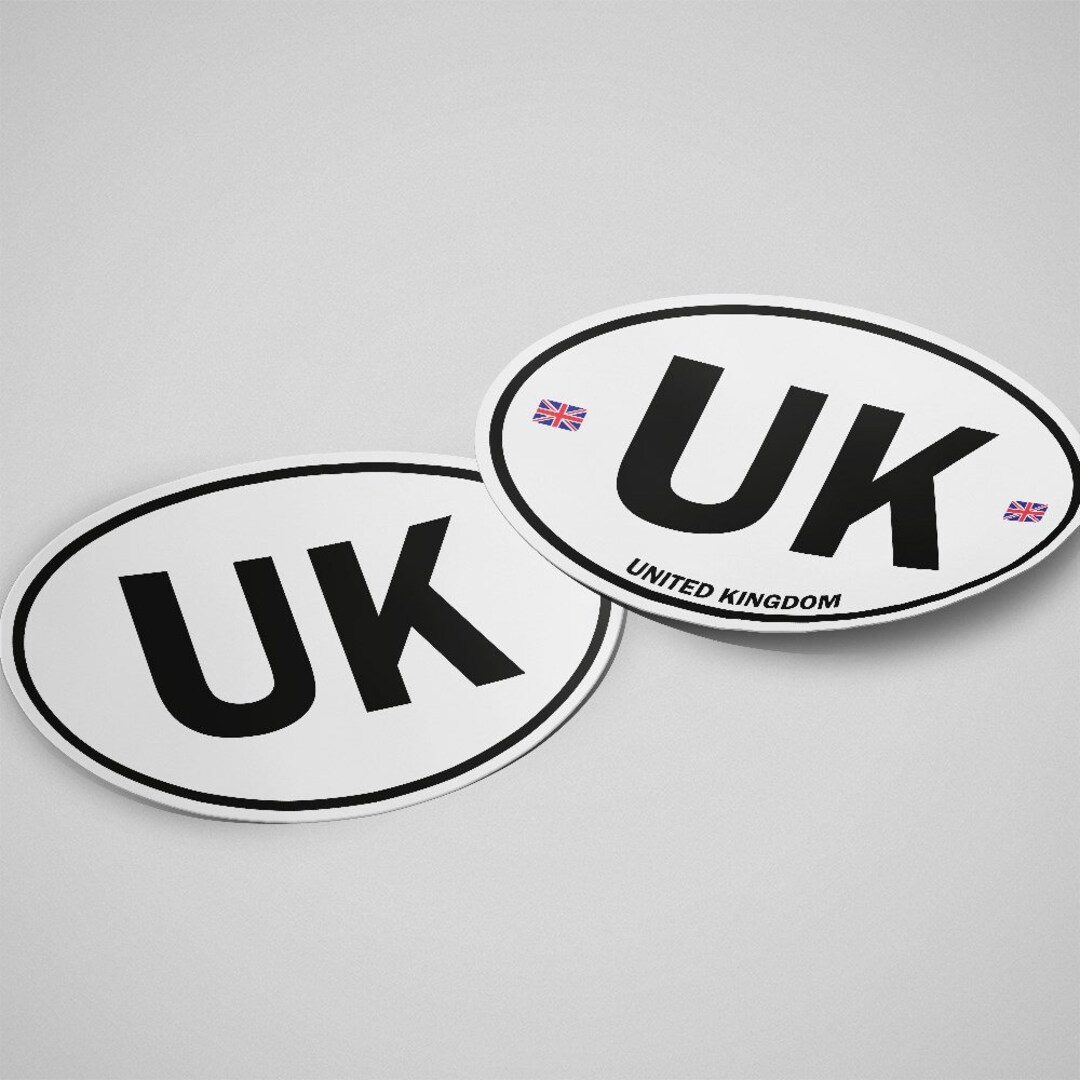 United Kingdom Sticker Oval White Waterproof for Water Bootle, Car, Laptop, Helmet etc..