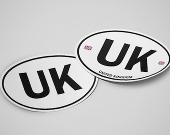 United Kingdom Sticker Oval White Waterproof for Water Bootle, Car, Laptop, Helmet etc..