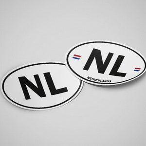 Netherlands Sticker Oval White Waterproof for Water Bootle, Car, Laptop, Helmet etc..
