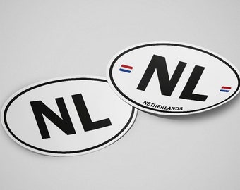 Sticker Nederland ovaal wit waterdicht voor waterfles, auto, laptop, helm enz.