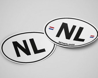 Nederland Sticker Ovaal Wit Waterdicht voor Waterboot, Auto, Laptop, Helm etc..