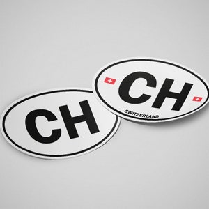 Switzerland Sticker Oval White Waterproof for Water Bootle, Car, Laptop, Helmet etc..