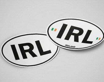 IRL Ireland Country Code Oval Sticker - 4x2.75 Inches - Self Adhesive Decal