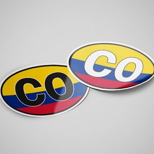 Colombia Sticker Oval Flag Waterproof for Water Bootle, Car, Laptop, Helmet etc..