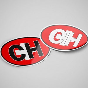Switzerland Sticker Oval Flag Waterproof for Water Bootle, Car, Laptop, Helmet etc..