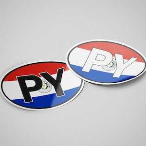 Paraguay Sticker Oval Flag Waterproof for Water Bootle, Car, Laptop, Helmet etc..
