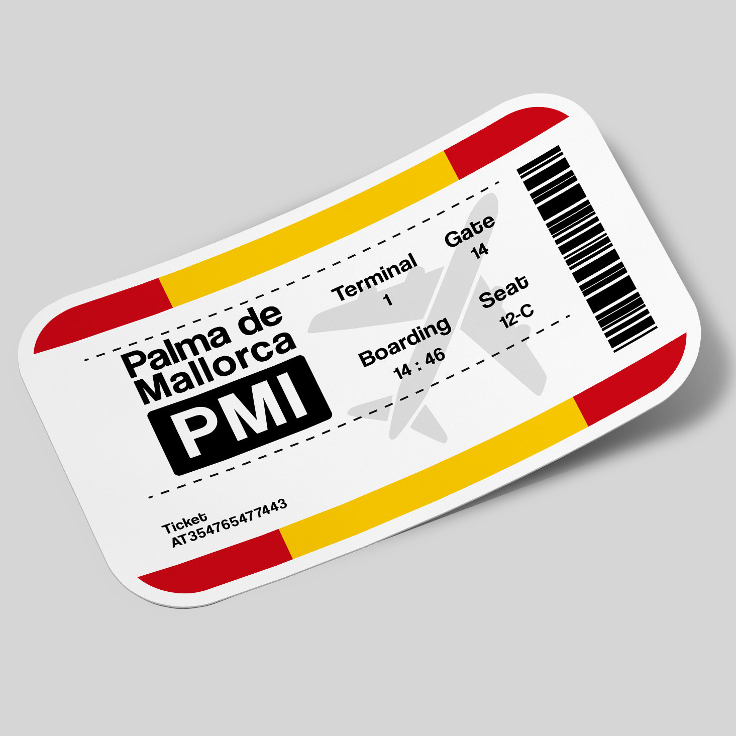 Palma Mallorca Sticker, Ticket Airport Sticker, Travel Sticker ...