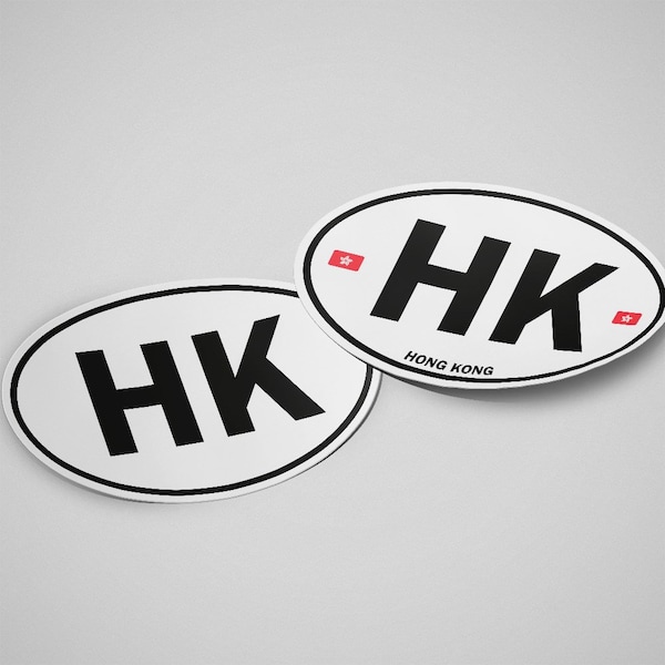 Hong Kong Sticker Oval White Waterproof for Water Bootle, Car, Laptop, Helmet etc..