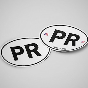 Puerto Rico Sticker Oval White Waterproof for Water Bootle, Car, Laptop, Helmet etc..