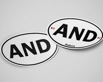 Andorra Sticker Oval White Waterproof for Water Bootle, Car, Laptop, Helmet etc..