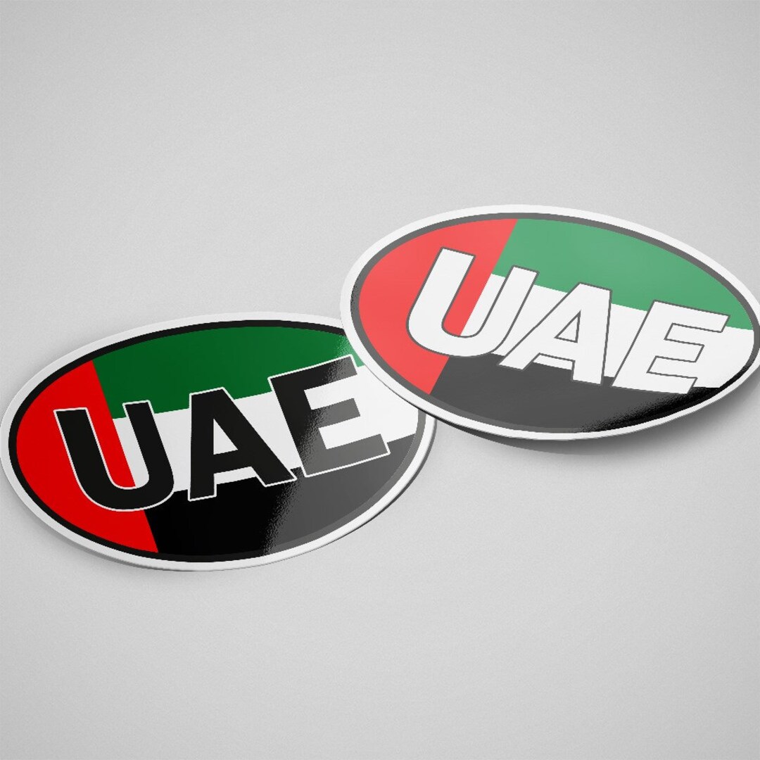 United Arab Emirates Sticker Oval Flag Waterproof for Water Etsy