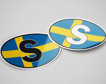 Sweden Sticker Oval Flag Waterproof for Water Bootle, Car, Laptop, Helmet etc..