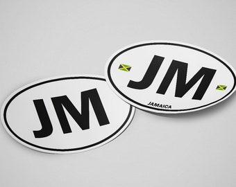Jamaica Sticker Oval White Waterproof for Water Bootle, Car, Laptop, Helmet etc..