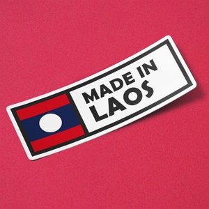 Laos Sticker Made in Laos Waterproof for Water Bootle, Car, Laptop, Helmet etc..