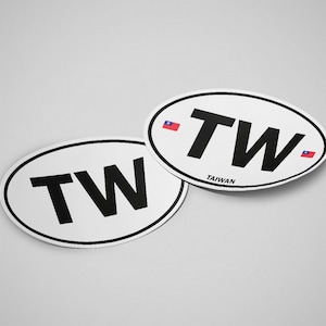 Sticker Taiwan ovale blanc imperméable pour bouteille d'eau, voiture, ordinateur portable, casque, etc.