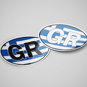 Adesivo ovale con bandiera della Grecia, impermeabile per serbatoio dell'acqua, auto, computer portatile, casco ecc.
