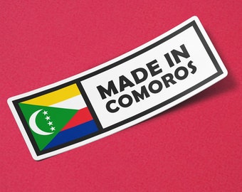 Comoros Sticker Made in Comoros  Waterproof for Water Bootle, Car, Laptop, Helmet etc..