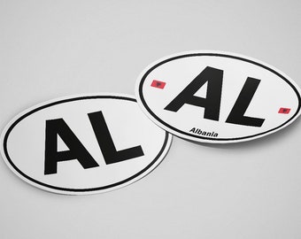 Albania Sticker Oval White Waterproof for Water Bootle, Car, Laptop, Helmet etc..