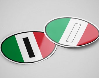Italy Sticker Oval Flag Waterproof for Water Bootle, Car, Laptop, Helmet etc..