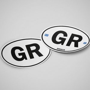 Adesivo Grecia ovale bianco impermeabile per serbatoio dell'acqua, auto, computer portatile, casco ecc.