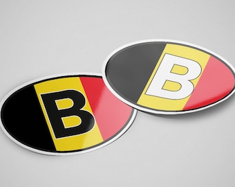 Belgium Sticker Oval Flag Waterproof for Water Bootle, Car, Laptop, Helmet etc..