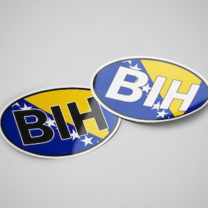 Bosnia and Herzegovina Sticker Oval Flag Waterproof for Water Bootle, Car, Laptop, Helmet etc..