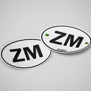 Zambia Sticker Oval White Waterproof for Water Bootle, Car, Laptop, Helmet etc..