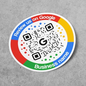 Aangepaste QR-code met stickercirkel voor Google Reviews | Aangepaste QR-code cirkel | Gepersonaliseerde Google Reviews-sticker | Aangepaste sticker voor sociale media