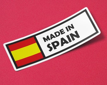 Sticker Spanje gemaakt in Spanje waterdicht voor waterfles, auto, laptop, helm enz.