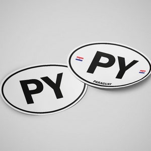 Paraguay Sticker Oval White Waterproof for Water Bootle, Car, Laptop, Helmet etc..