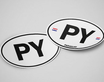 Paraguay Sticker Oval White Waterproof for Water Bootle, Car, Laptop, Helmet etc..