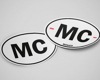 Monaco Sticker Oval White Waterproof for Water Bootle, Car, Laptop, Helmet etc..