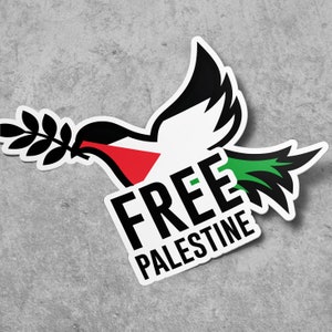 Pegatina gratuita con la bandera de Palestina en forma de paloma, resistente al agua, para botellas de agua, coches, portátiles, cascos, etc.