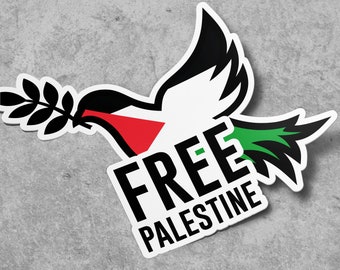 Free Palestine Sticker Dove Flag Waterproof for Water Bootle, Car, Laptop, Helmet etc..
